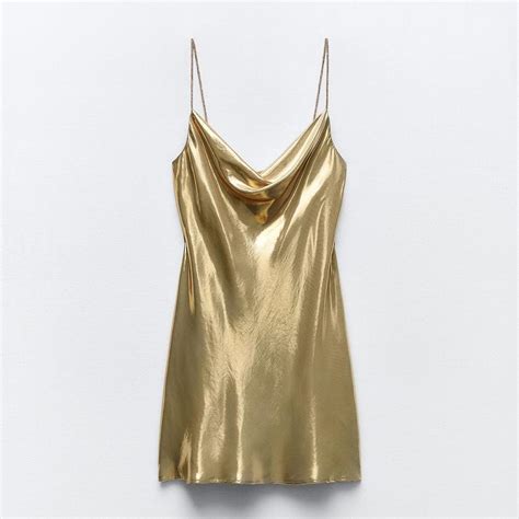 asymmetrisches kleid zara|zara metallic dresses.